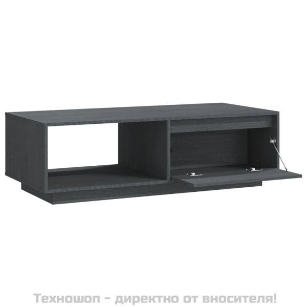 Маса за кафе, сива, 110x50x33,5 см, борово дърво масив