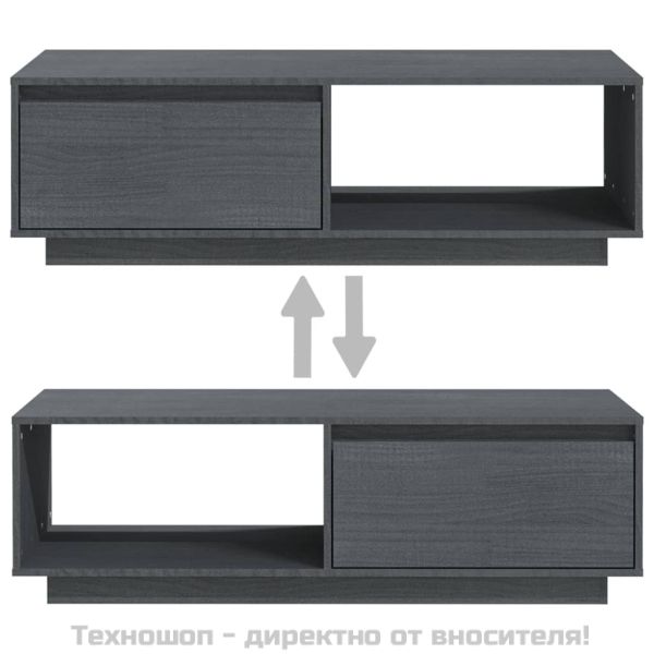 Маса за кафе, сива, 110x50x33,5 см, борово дърво масив