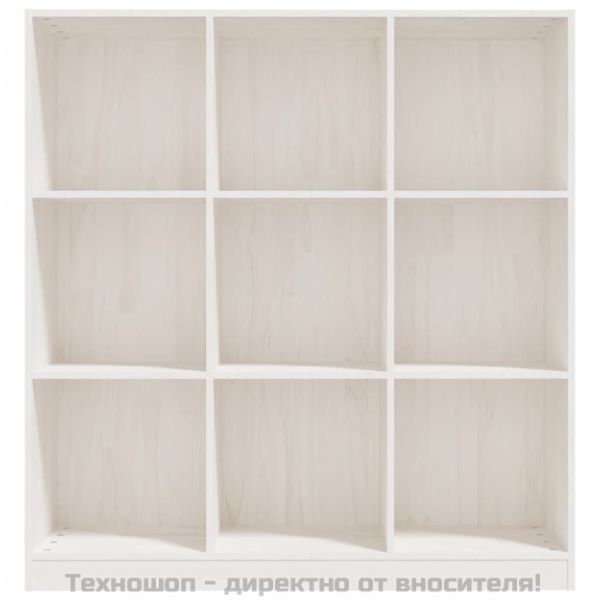 Библиотека/разделител за стая, бяла, 104x33,5x110 см, бор масив