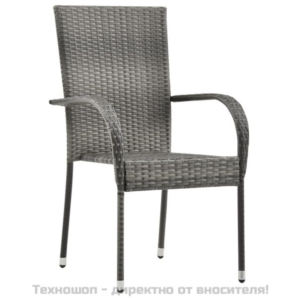 Стифиращи външни столове, 2 бр, сиви, полиратан