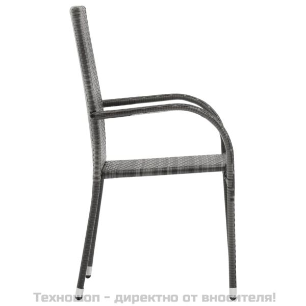 Стифиращи външни столове, 2 бр, сиви, полиратан