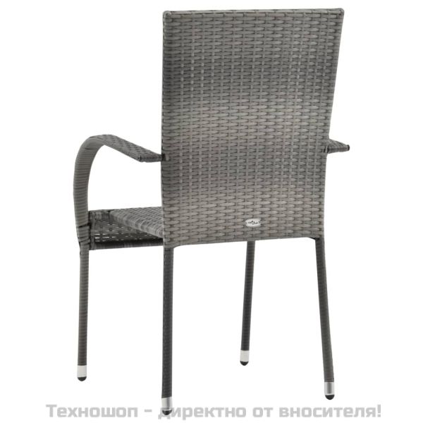 Стифиращи външни столове, 2 бр, сиви, полиратан