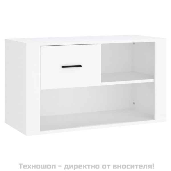 Шкаф за обувки, бял, 80x35x45 см, инженерно дърво