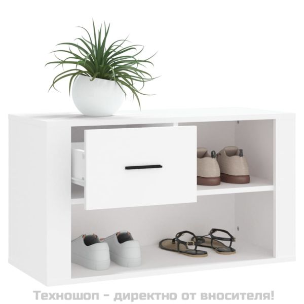 Шкаф за обувки, бял, 80x35x45 см, инженерно дърво