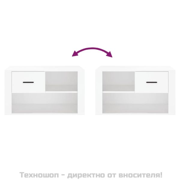 Шкаф за обувки, бял, 80x35x45 см, инженерно дърво