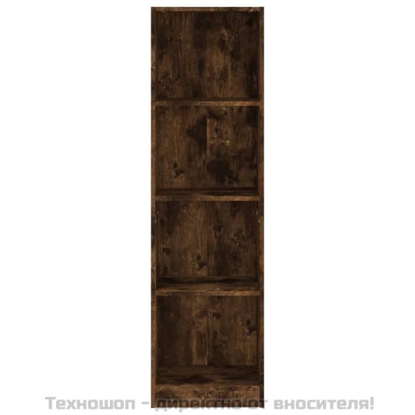 Библиотека на 4 нива, опушен дъб, 40x24x143 см, инженерно дърво