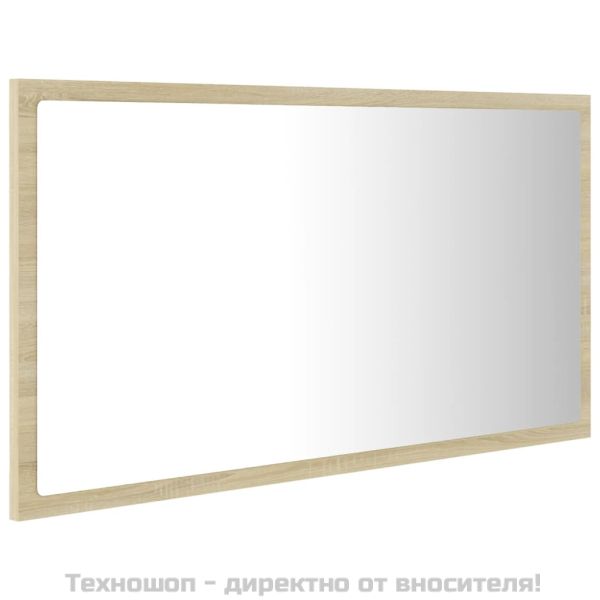 LED огледало за баня, дъб сонома, 80x8,5x37 см, акрил