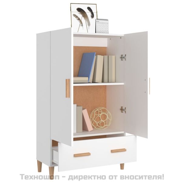 Висок шкаф, бял, 70x31x115 см, инженерно дърво