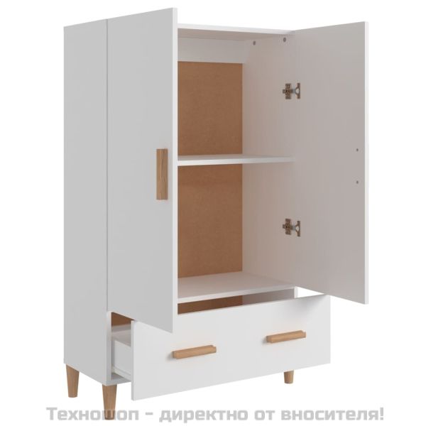 Висок шкаф, бял, 70x31x115 см, инженерно дърво