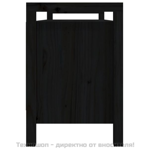 Пейка за антре, черна, 110x40x60 см, борово дърво масив