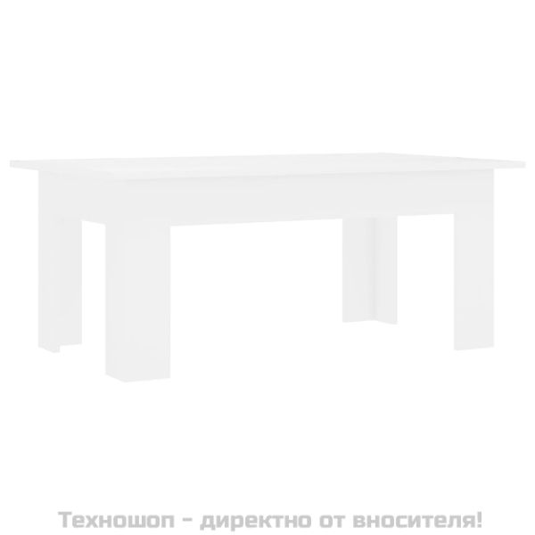 Маса за кафе, бяла, 100x60x42 см, инженерно дърво