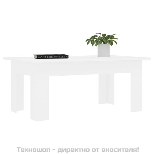 Маса за кафе, бяла, 100x60x42 см, инженерно дърво