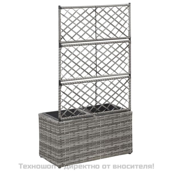 Пергола висока леха с 2 саксии, 58x30x107 см, полиратан, сива