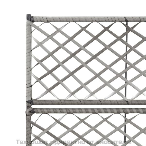 Пергола висока леха с 2 саксии, 58x30x107 см, полиратан, сива