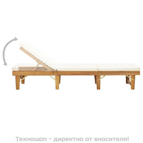 Сгъваем шезлонг с шалте, акациево дърво масив