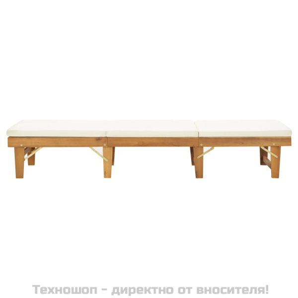 Сгъваем шезлонг с шалте, акациево дърво масив