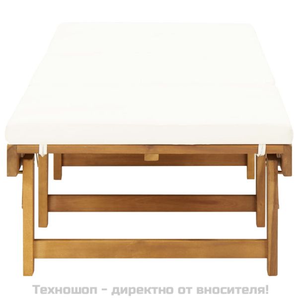 Сгъваем шезлонг с шалте, акациево дърво масив