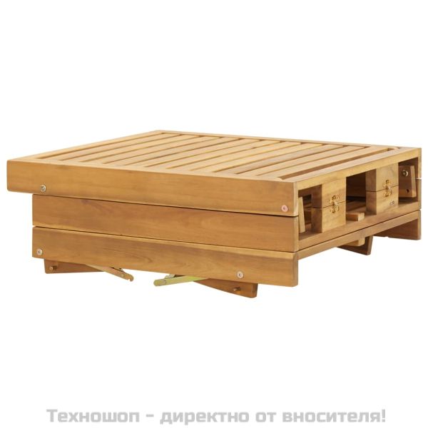 Сгъваем шезлонг с шалте, акациево дърво масив