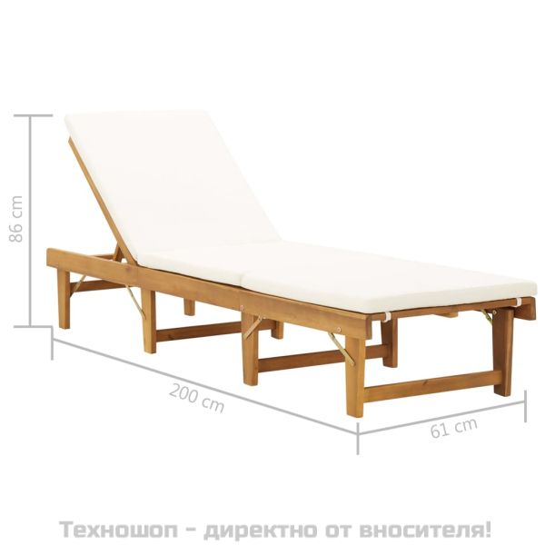 Сгъваем шезлонг с шалте, акациево дърво масив