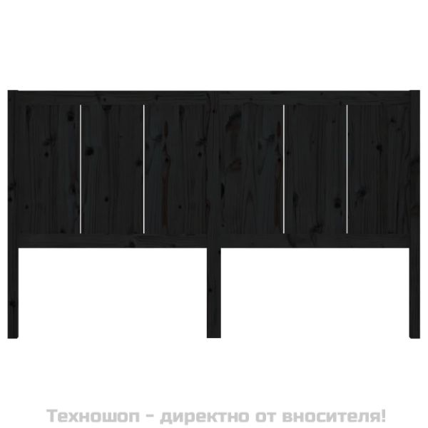 Горна табла за легло, черна, 125,5x4x100 см, бор масив