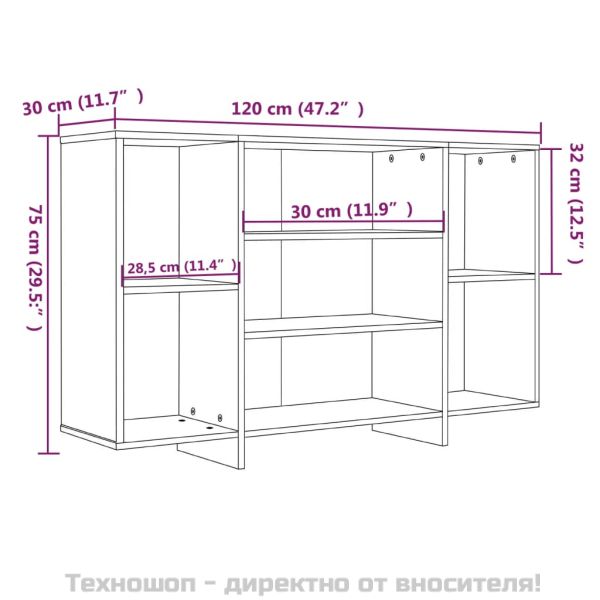 Сайдборд, дъб сонома, 120x30x75 см, инженерно дърво