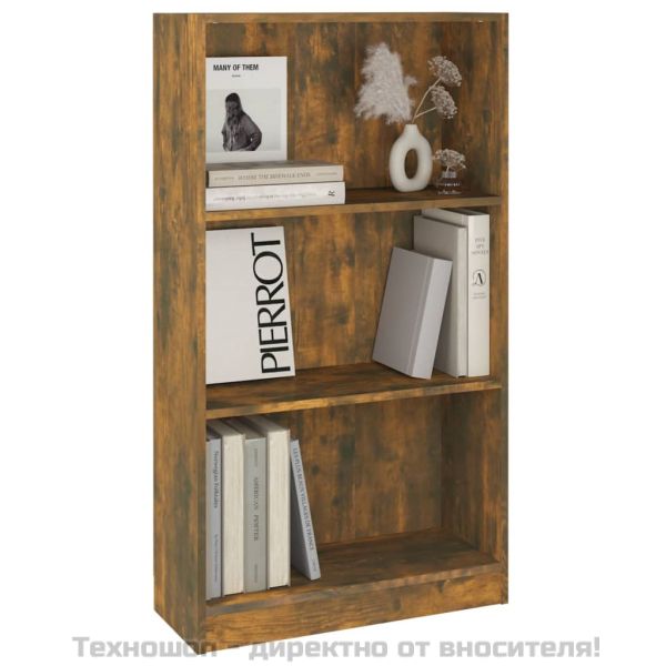 Библиотека, опушен дъб, 60x24x109 см, инженерно дърво