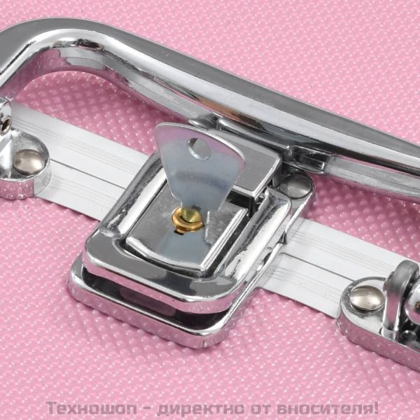 Куфар за гримове, 22x30x21 см, розов, алуминий