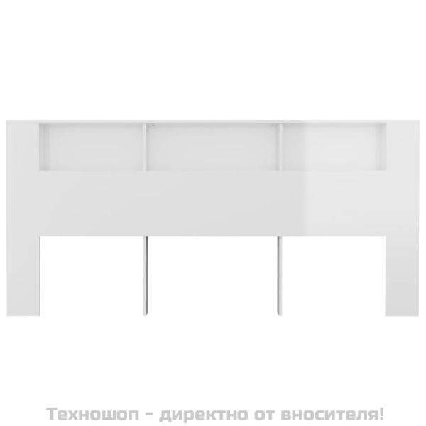 Табла за легло тип шкаф, бял гланц, 220x18,5x104,5 см