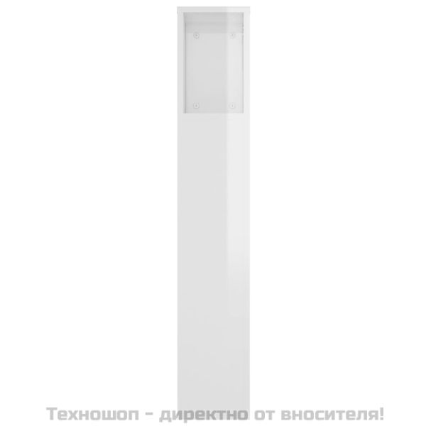 Табла за легло тип шкаф, бял гланц, 220x18,5x104,5 см
