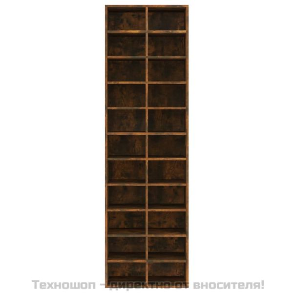 Шкаф за обувки, опушен дъб, 54x34x183 см, инженерно дърво