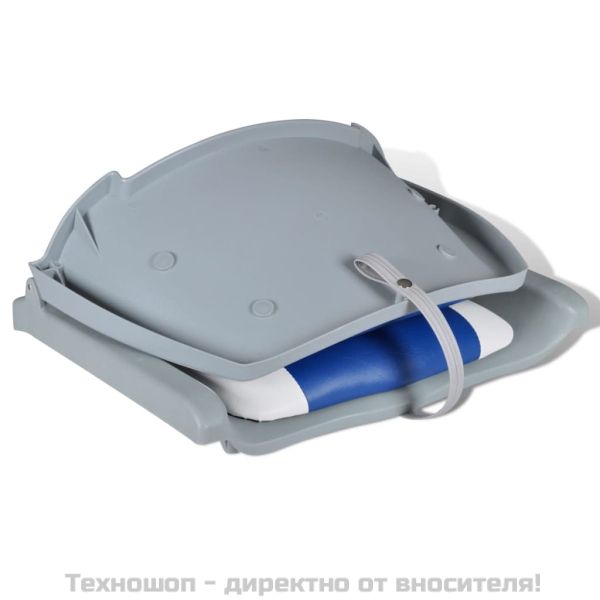 Седалка за лодка със сгъваема облегалка синьо-бяла възглавница