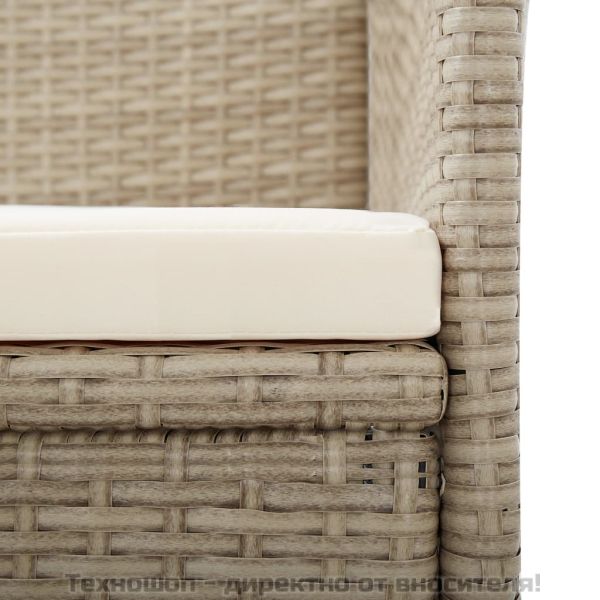 Накланящи градински столове с възглавници 2 бр полиратан бежови