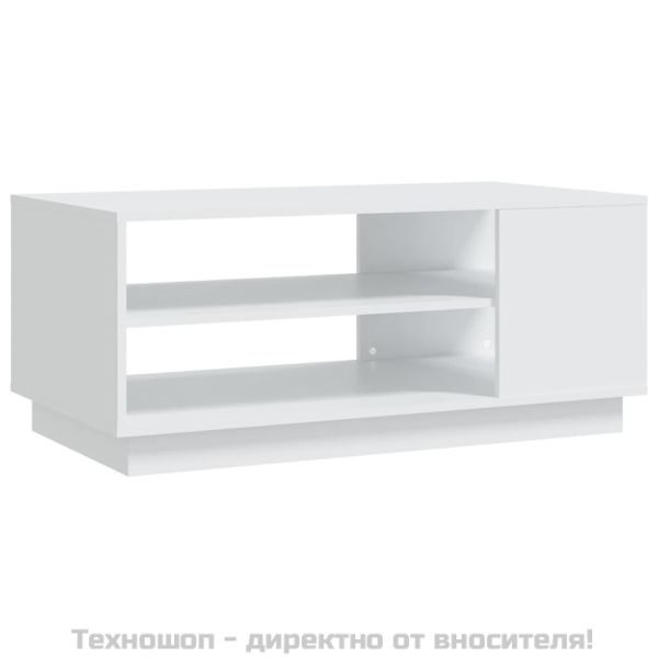 Маса за кафе, бяла, 102x55x43 см, инженерно дърво