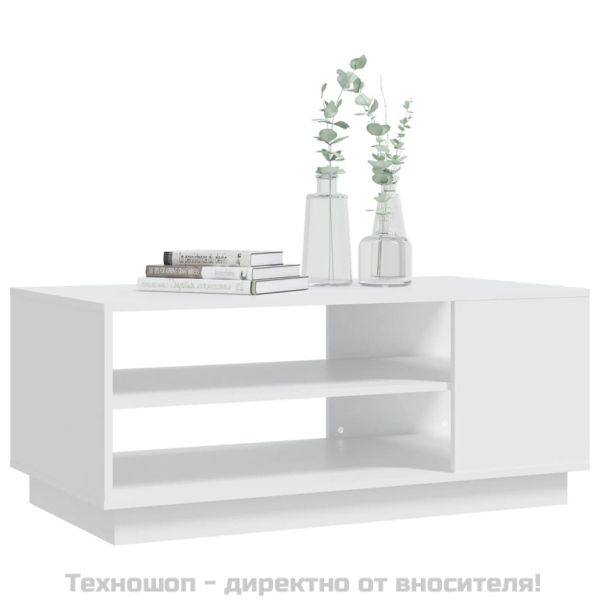 Маса за кафе, бяла, 102x55x43 см, инженерно дърво