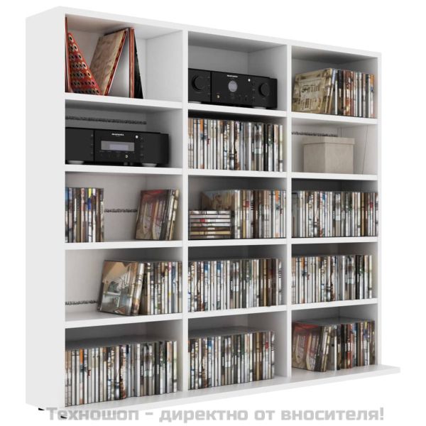 CD шкаф, бял, 100x23x89,5 см, инженерно дърво