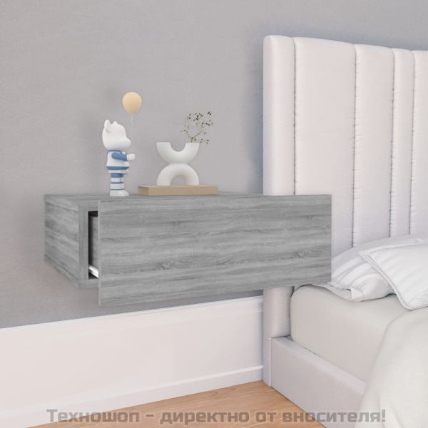 Плаващо нощно шкафче сив сонома 40x30x15 см инженерно дърво