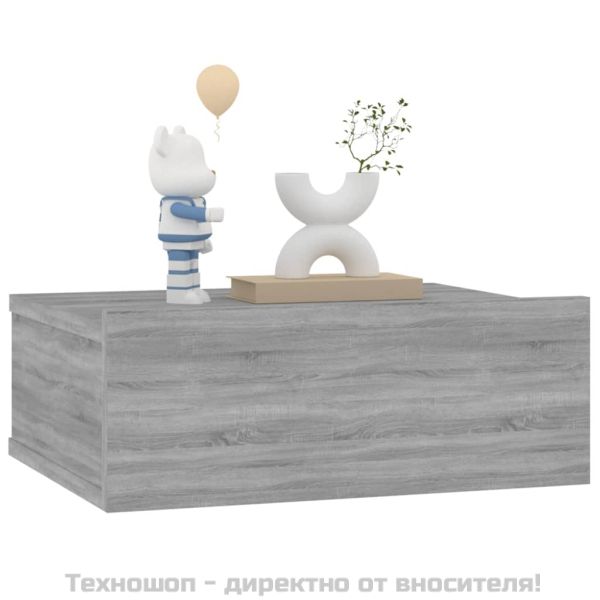 Плаващо нощно шкафче сив сонома 40x30x15 см инженерно дърво