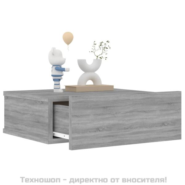 Плаващо нощно шкафче сив сонома 40x30x15 см инженерно дърво