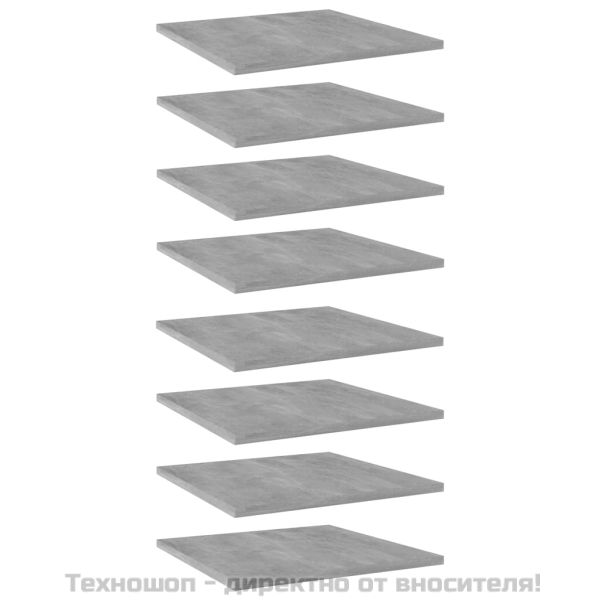 Рафтове за етажерка, 8 бр, бетонно сиви, 40x40x1,5 см, ПДЧ