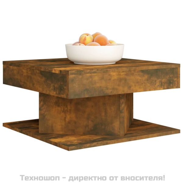 Маса за кафе, опушен дъб, 57x57x30 см, инженерно дърво