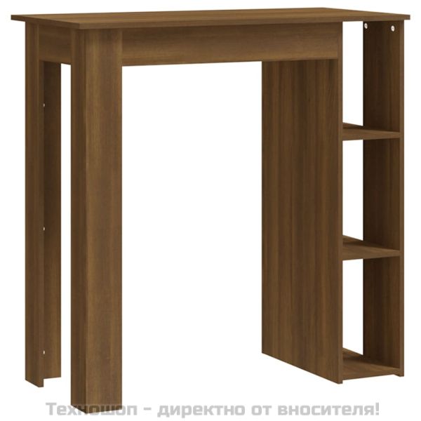 Бар маса с рафт, кафяв дъб, 102x50x103,5 см, ПДЧ