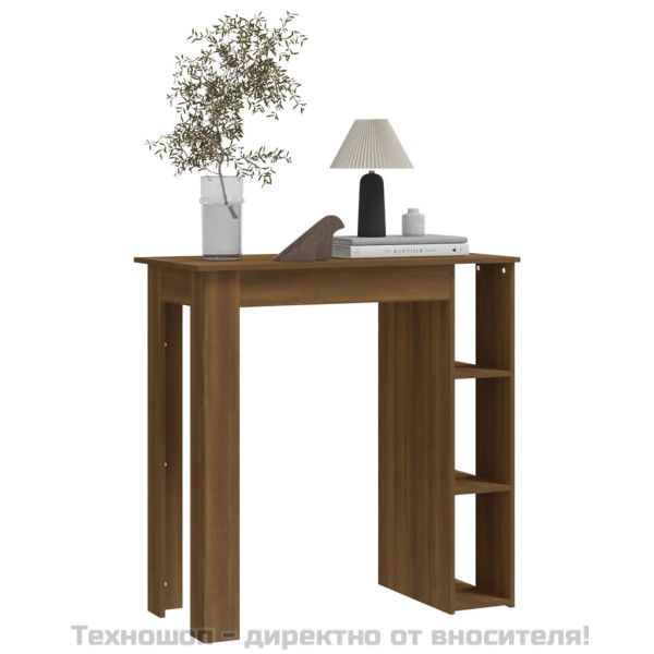 Бар маса с рафт, кафяв дъб, 102x50x103,5 см, ПДЧ