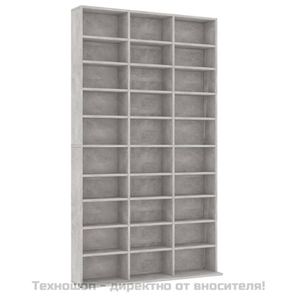 Етажерка за компактдискове сива 102x16x177,5 см инженерно дърво