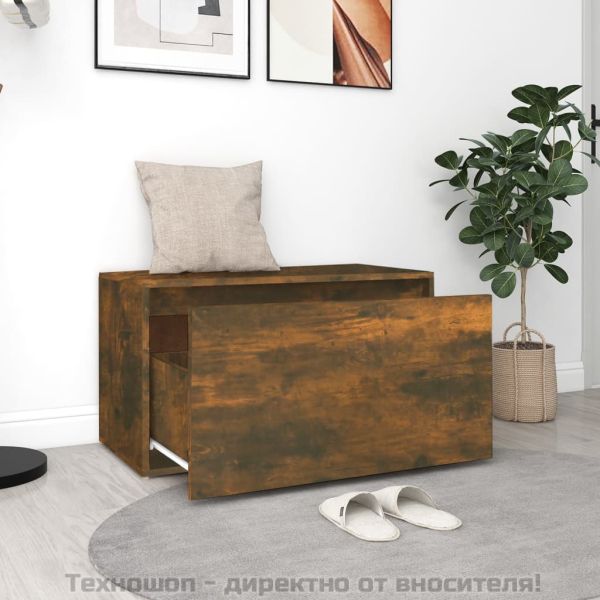 Пейка за антре, 80x40x45 см, опушен дъб, инженерно дърво