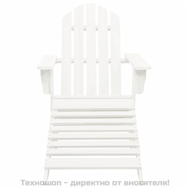 Градински стол с табуретка, дърво, бял