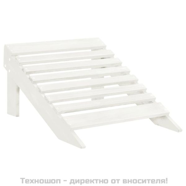 Градински стол с табуретка, дърво, бял