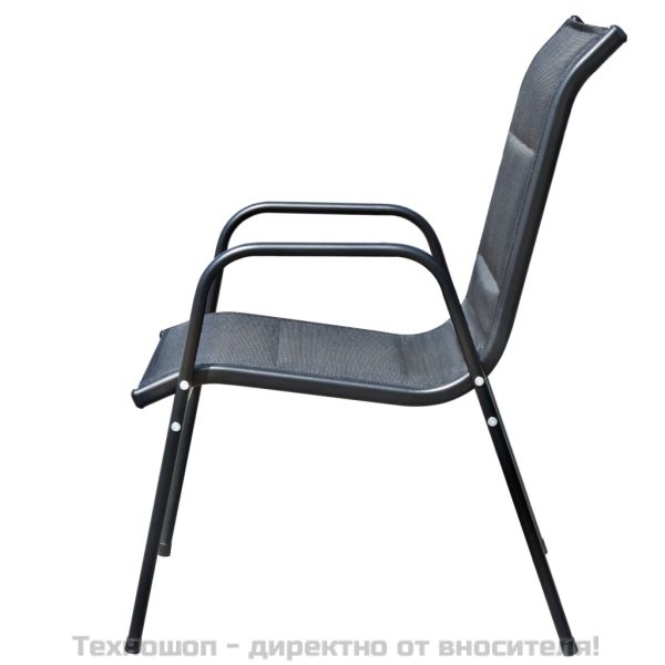 Градински трапезен комплект, 5 части, стомана, черен