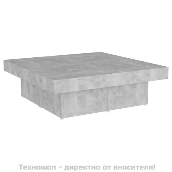 Маса за кафе, бетонно сива, 90x90x28 см, инженерно дърво