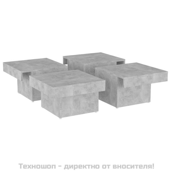 Маса за кафе, бетонно сива, 90x90x28 см, инженерно дърво