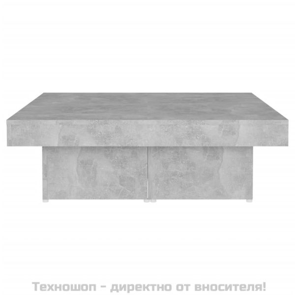 Маса за кафе, бетонно сива, 90x90x28 см, инженерно дърво